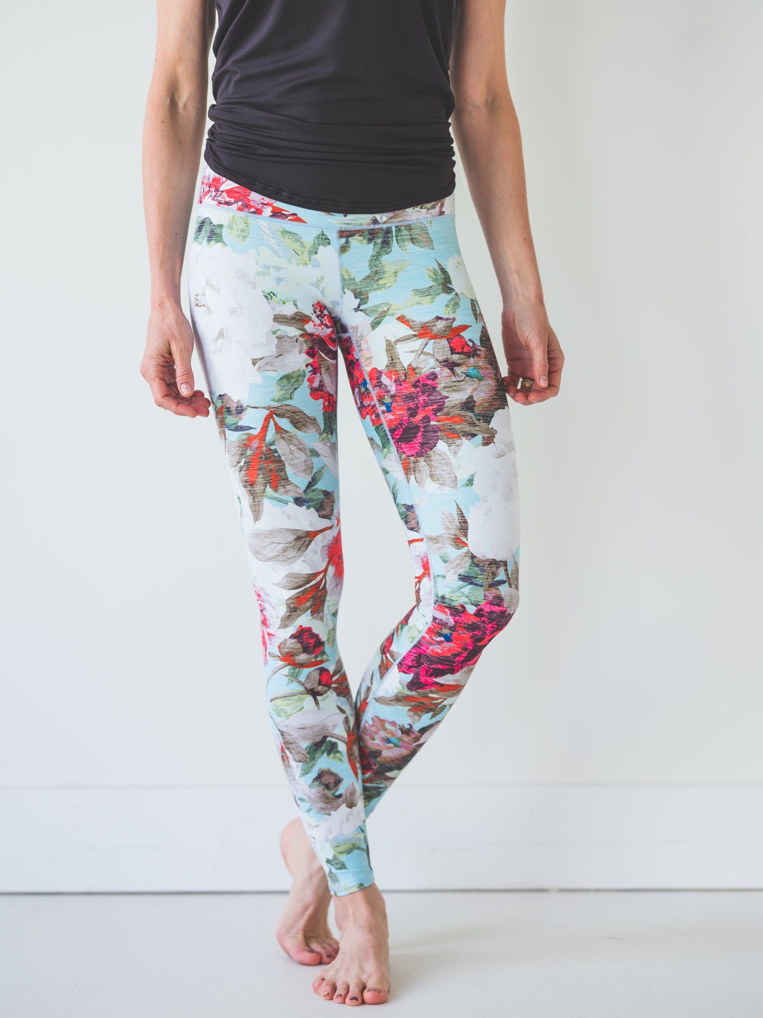 Teal Floral Yoga Pants *FINAL SALE*