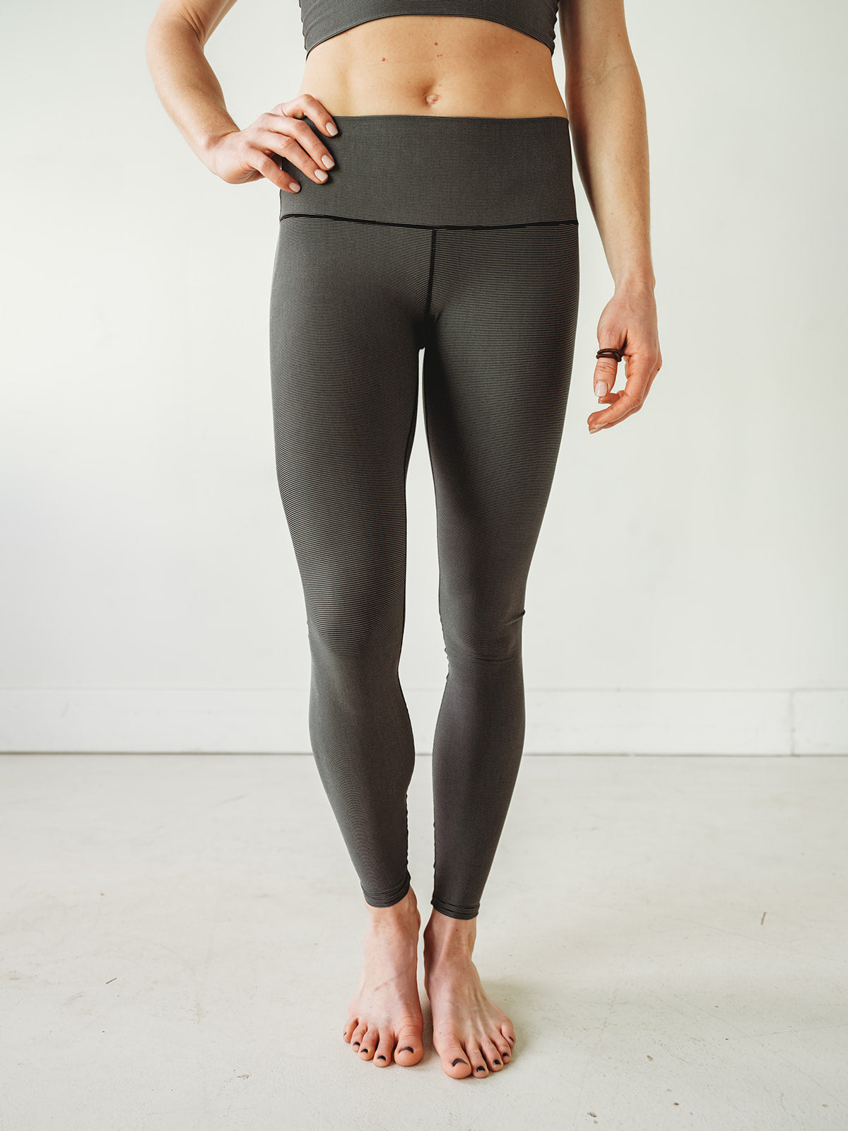 Grey Microstripe Yoga Pants