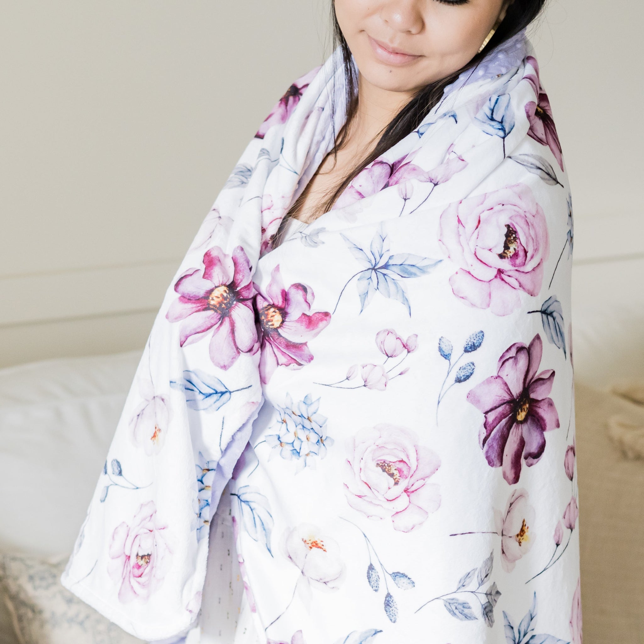 Adult Throw Minky Blanket - Vintage Floral (2 sizes available)