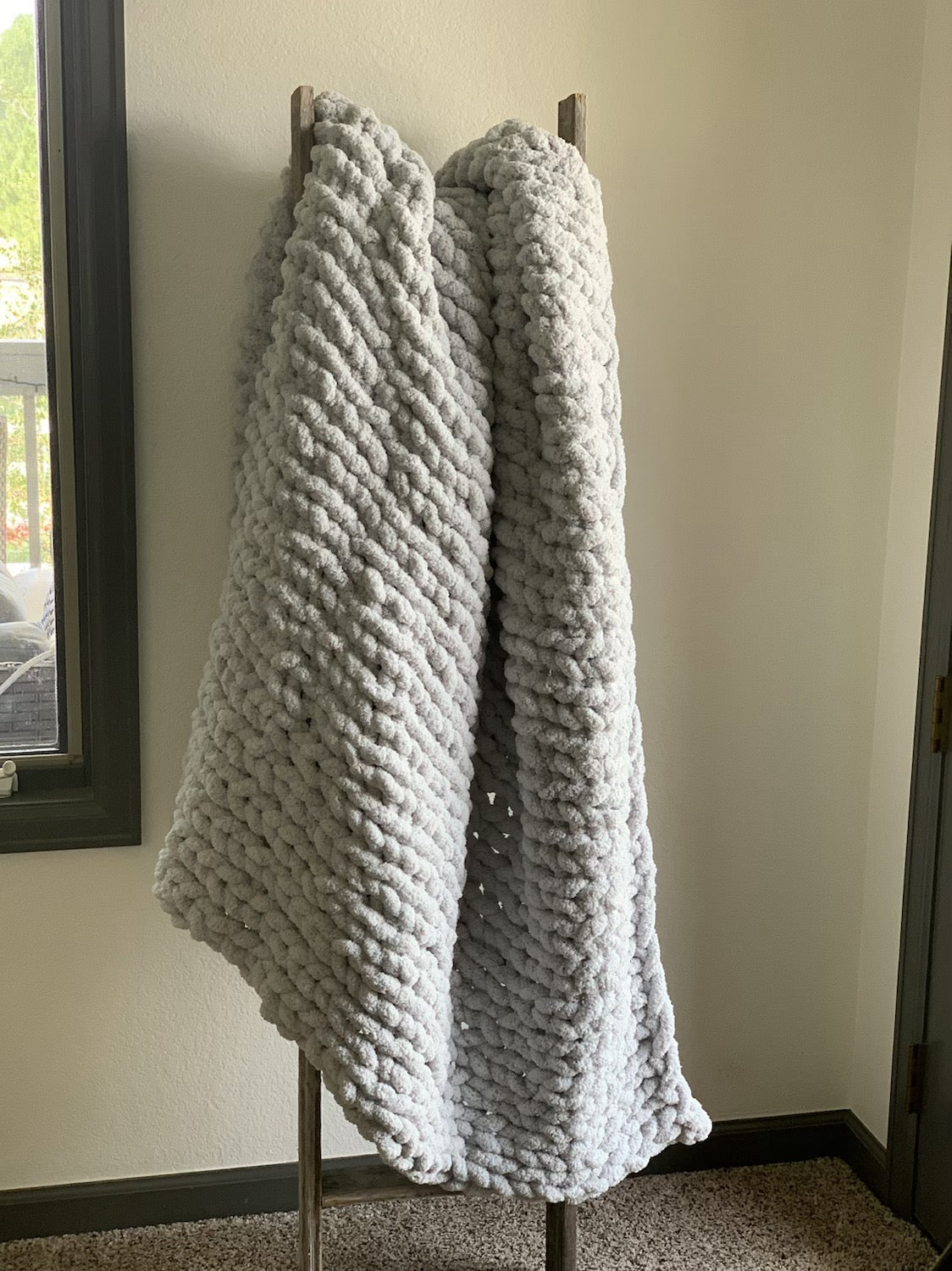 Large Super Cozy Chenille Chunky Knit Blanket