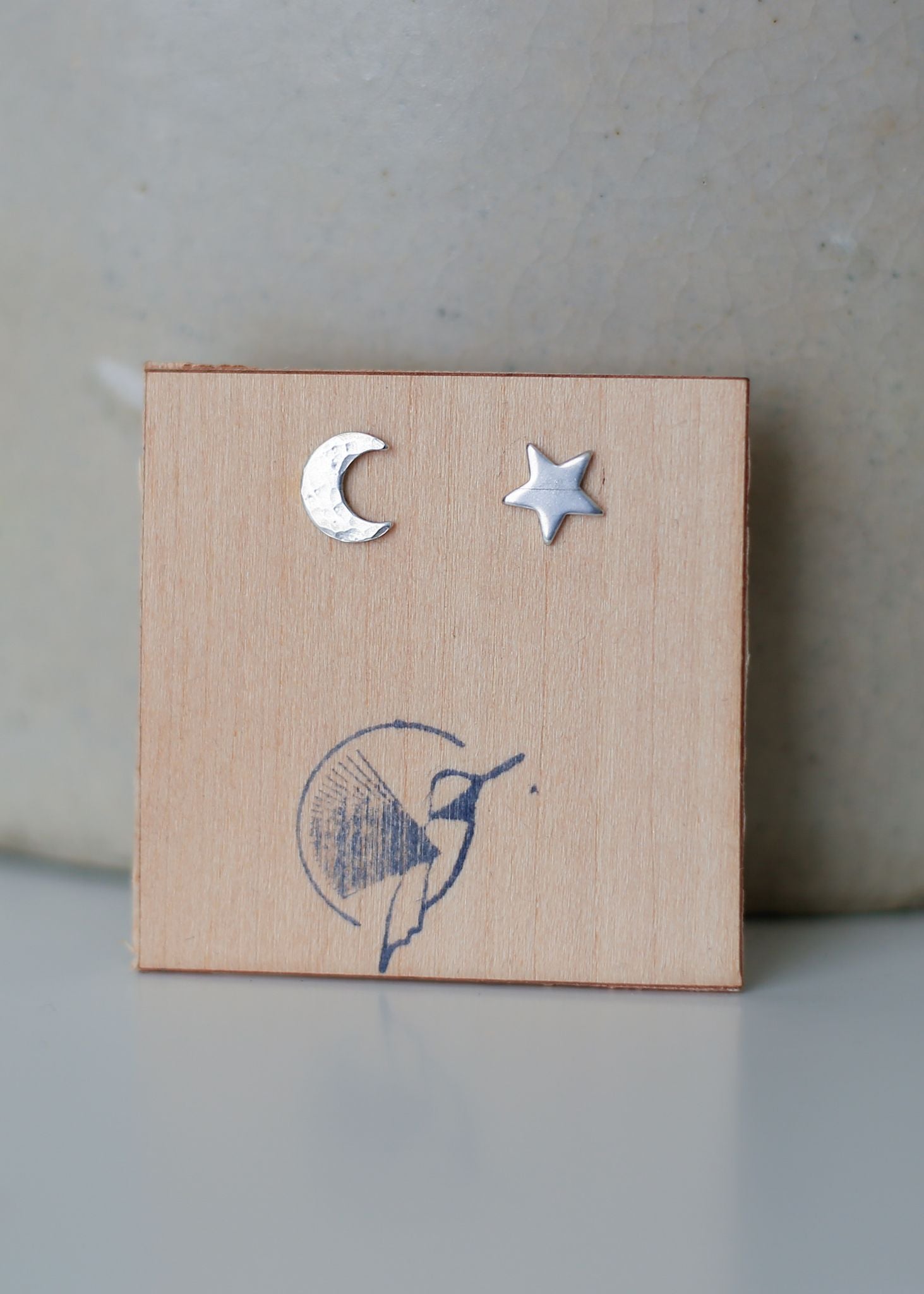 Sterling Silver Moon & Star Studs